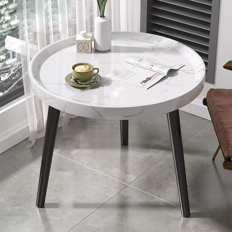 Modern 3 Legs Wooden Coffee Table Round Top Shape Cocktail Table for Living Room