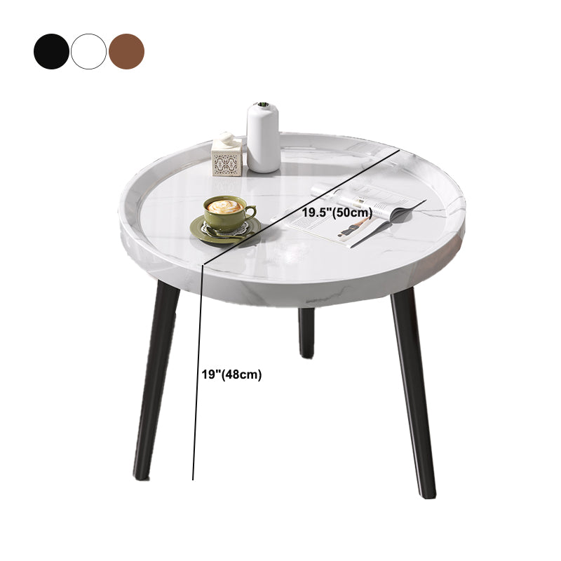 Modern 3 Legs Wooden Coffee Table Round Top Shape Cocktail Table for Living Room