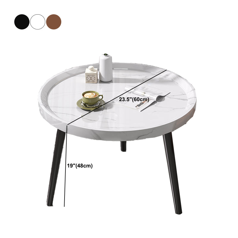 Modern 3 Legs Wooden Coffee Table Round Top Shape Cocktail Table for Living Room