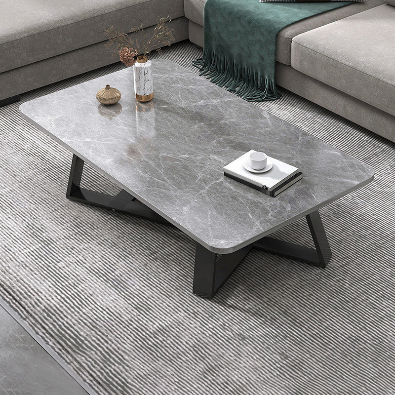 Cross Table Base Design Rectangular Faux Wood Table Ornate Style Coffee Table