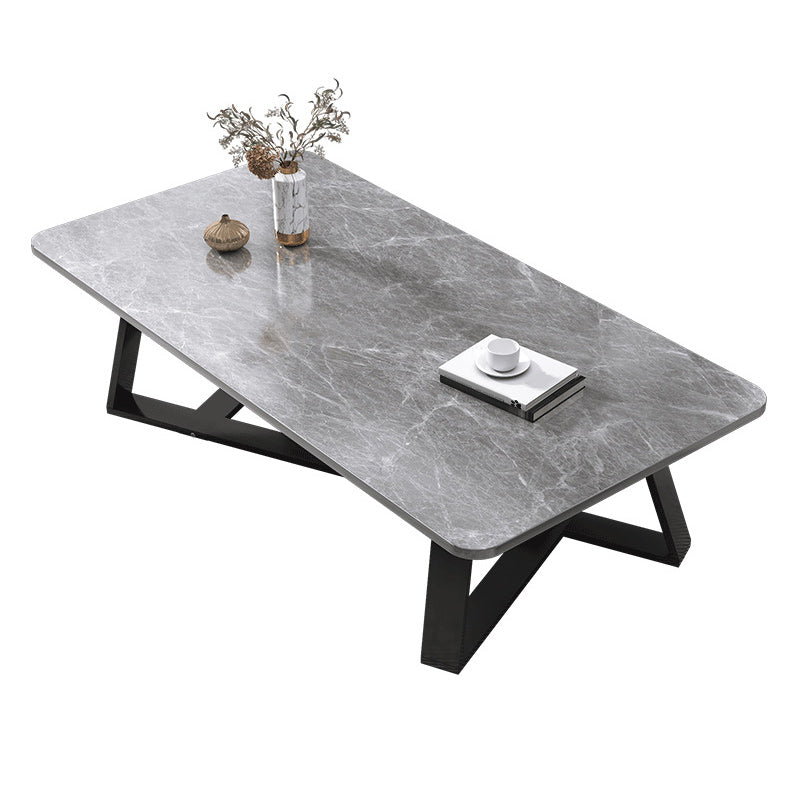 Cross Table Base Design Rectangular Faux Wood Table Ornate Style Coffee Table