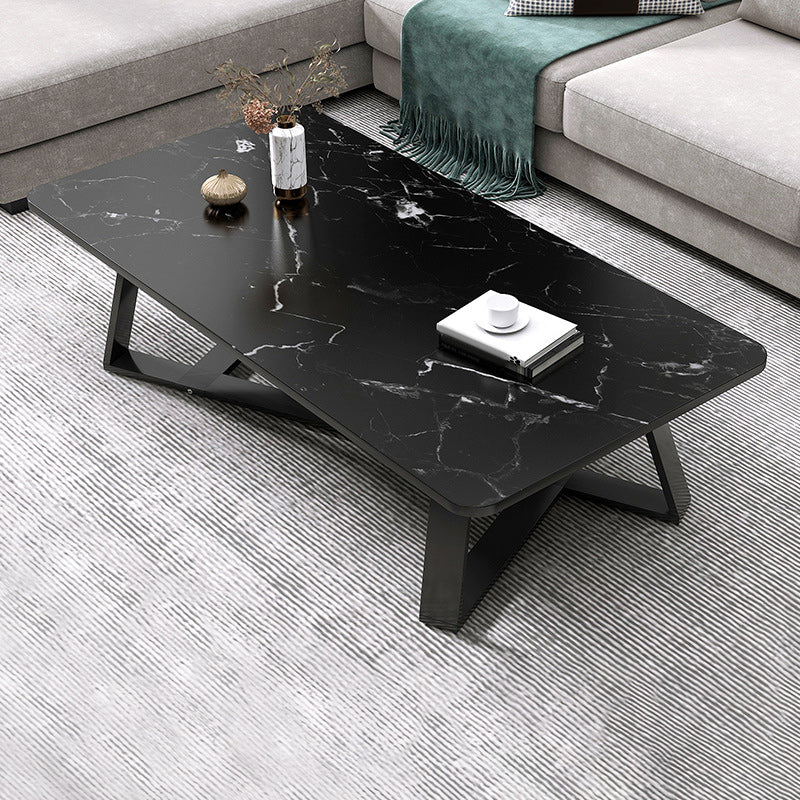Cross Table Base Design Rectangular Faux Wood Table Ornate Style Coffee Table