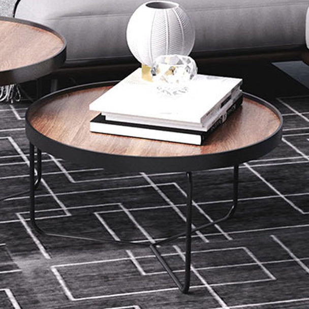 Nordic Style Round Solid Wood Table Metal Cross Legs Base Coffee Table