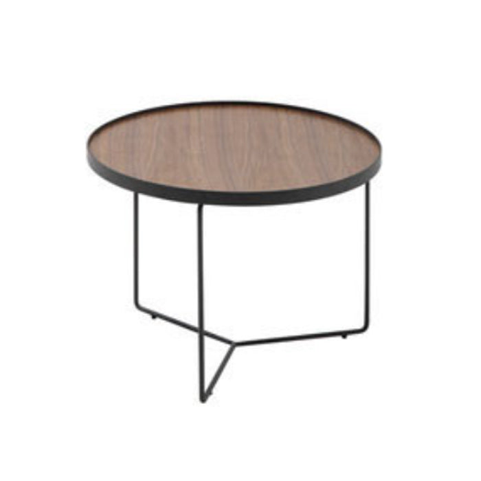Nordic Style Round Solid Wood Table Metal Cross Legs Base Coffee Table