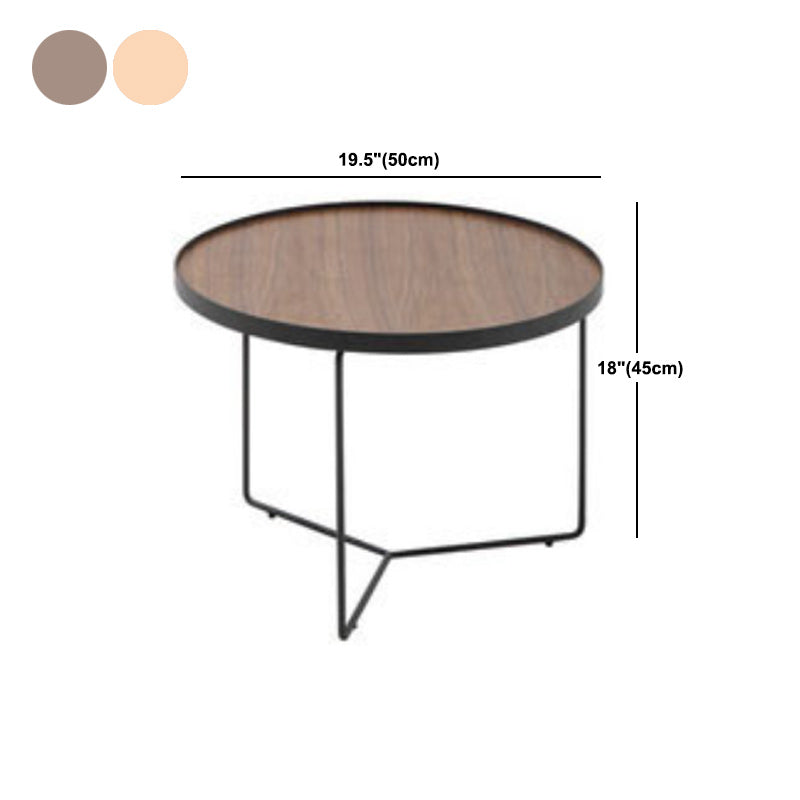 Nordic Style Round Solid Wood Table Metal Cross Legs Base Coffee Table