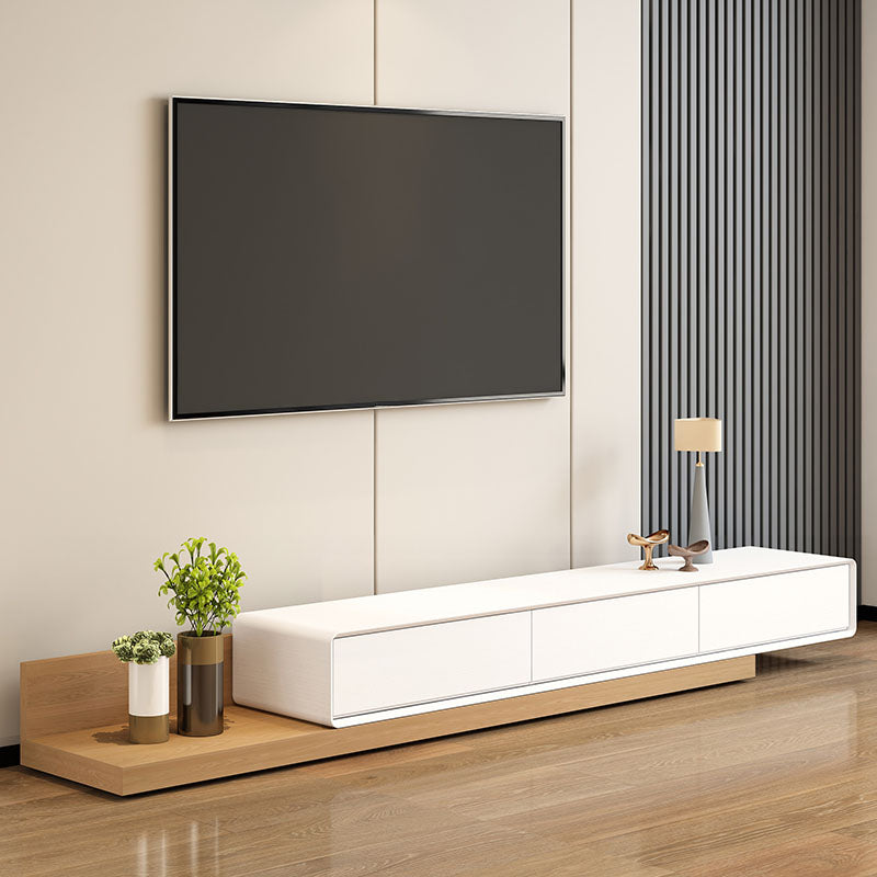 Contemporary Faux Wood TV Stand Console Enclosed Storage TV Stand