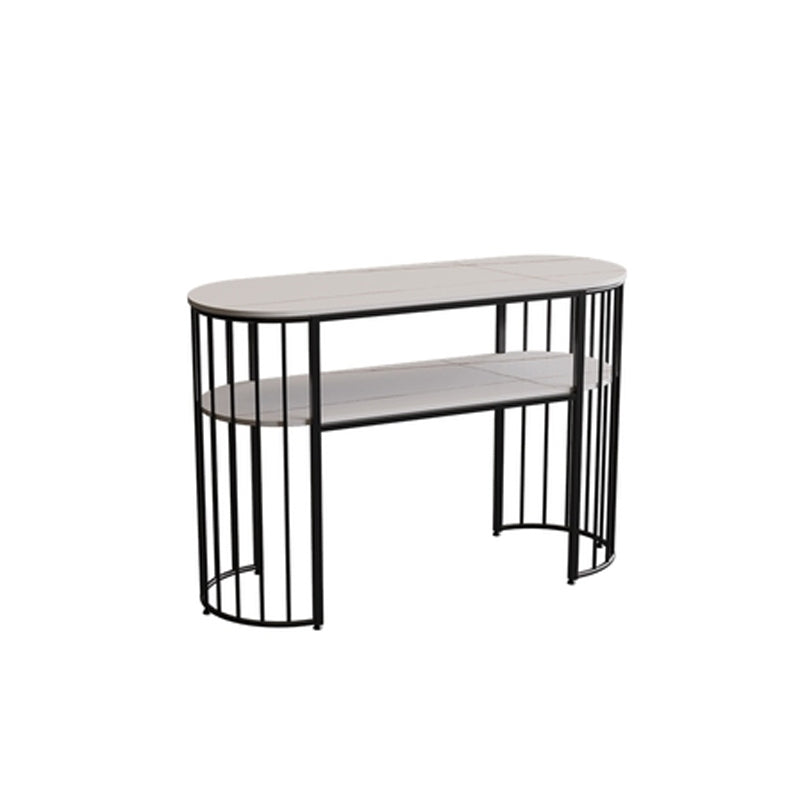 11" Wide Stone Glam Console Table Oval Console Sofa Table for Hall