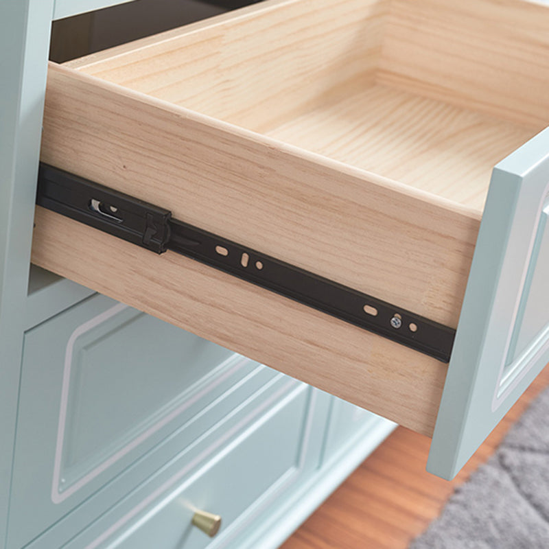 Contemporary Blue/ White Wooden Rectangle Accent Chest with Drawers