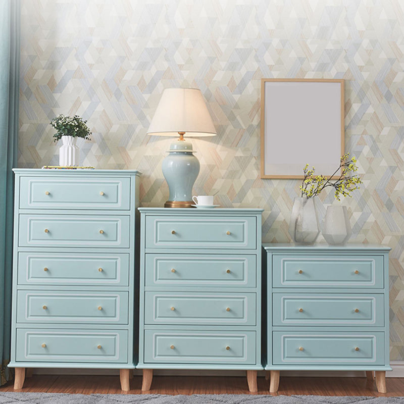Contemporary Blue/ White Wooden Rectangle Accent Chest with Drawers