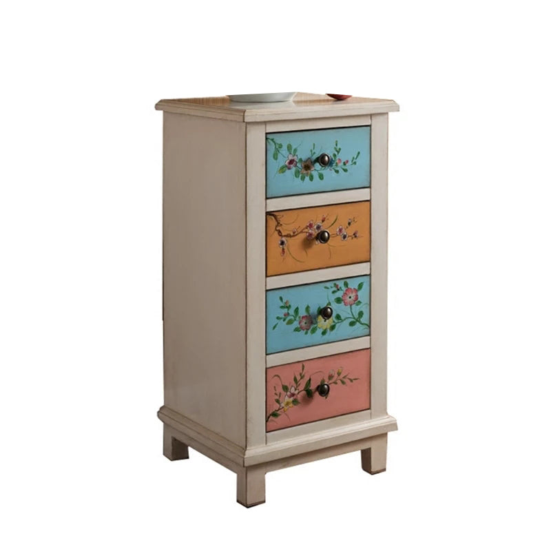 33" Tall 4 - Drawer Accent Chest, Wooden Rectangle Side Cabinet