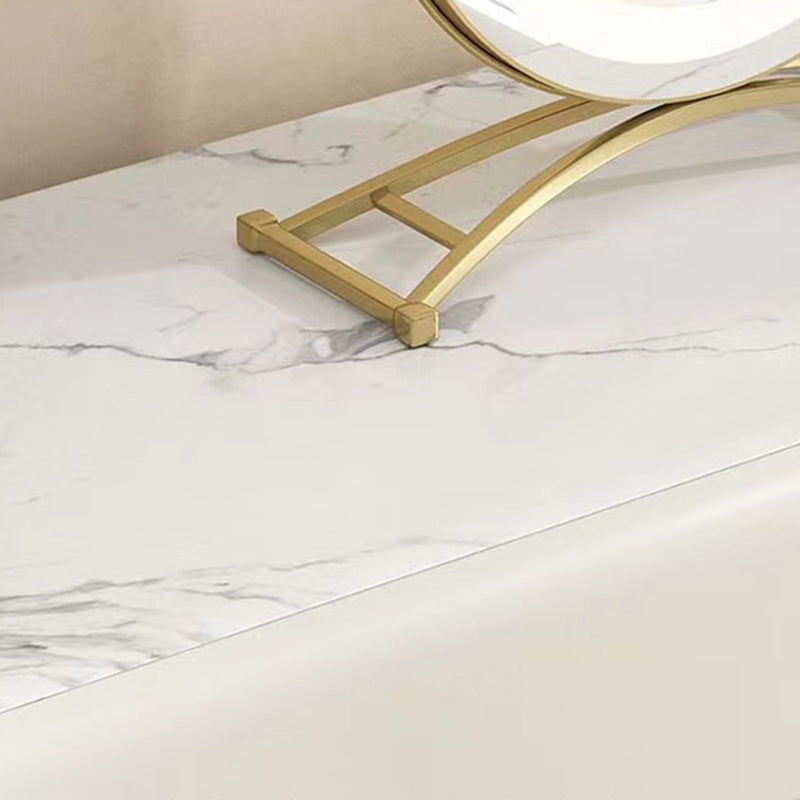 Glam Slate Top Makeup Vanity Desk with Drawer, Beige Dressing Table