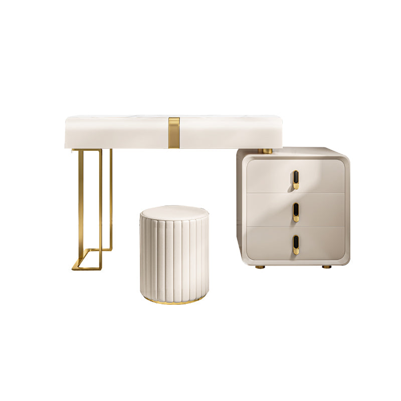 Glam Slate Top Makeup Vanity Desk with Drawer, Beige Dressing Table