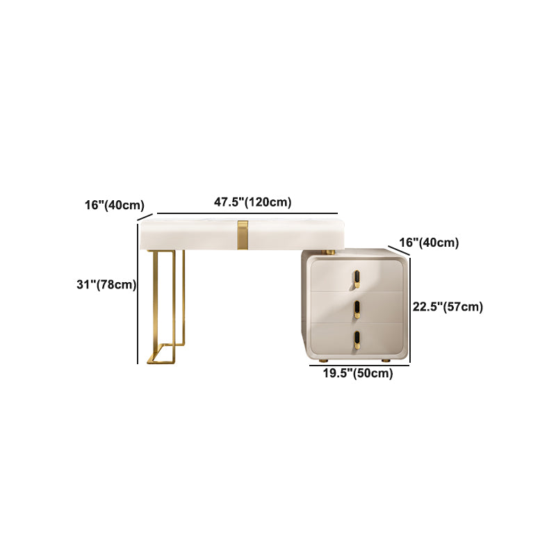 Glam Slate Top Makeup Vanity Desk with Drawer, Beige Dressing Table