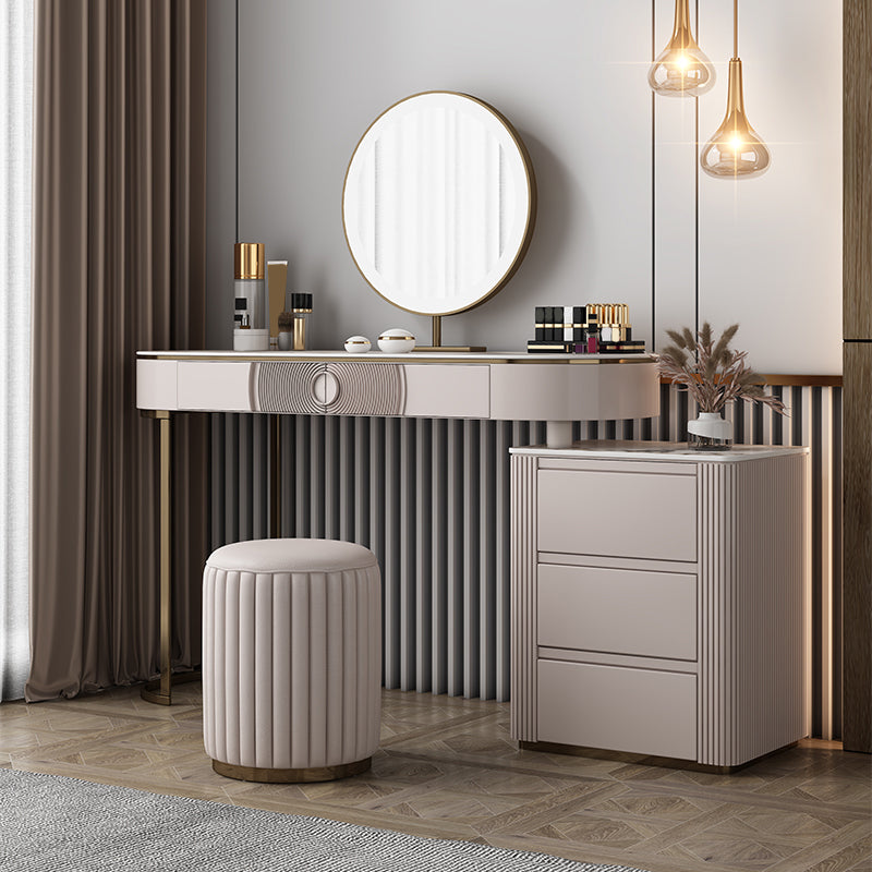 Glam Slate Top Makeup Vanity Set 5-Drawers Vanity Dressing Table