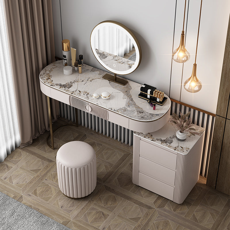 Glam Slate Top Makeup Vanity Set 5-Drawers Vanity Dressing Table
