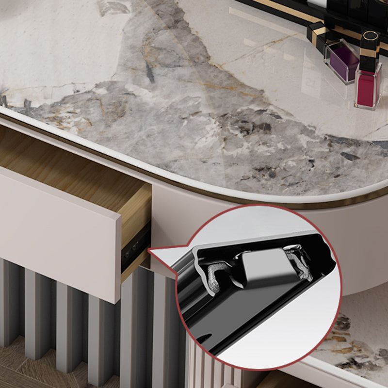 Glam Slate Top Makeup Vanity Set 5-Drawers Vanity Dressing Table