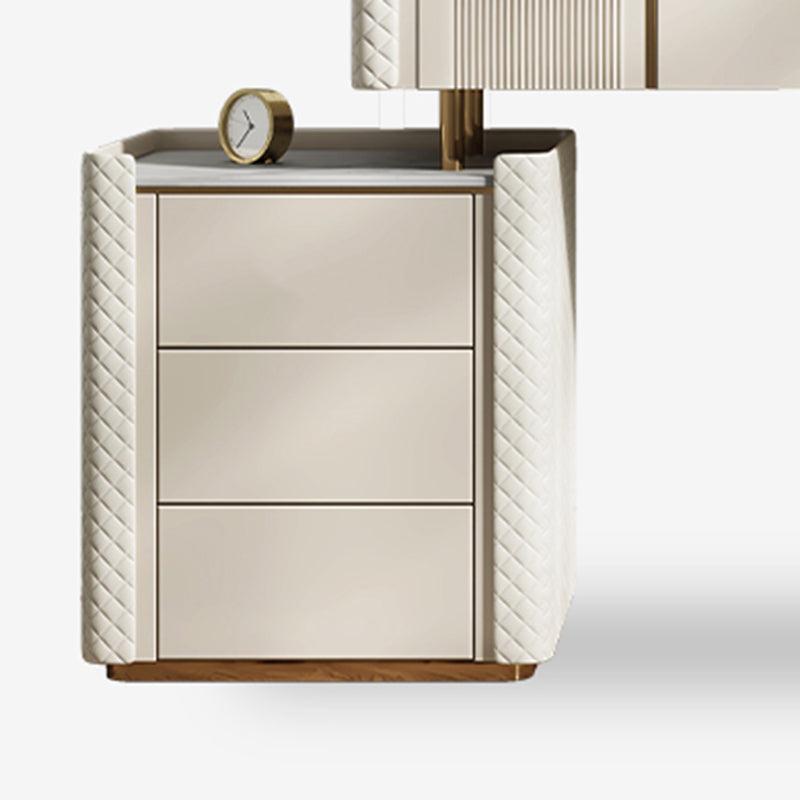 Slate Top Vanity Dressing Table Set Glam Solid Wood Makeup Vanity Set