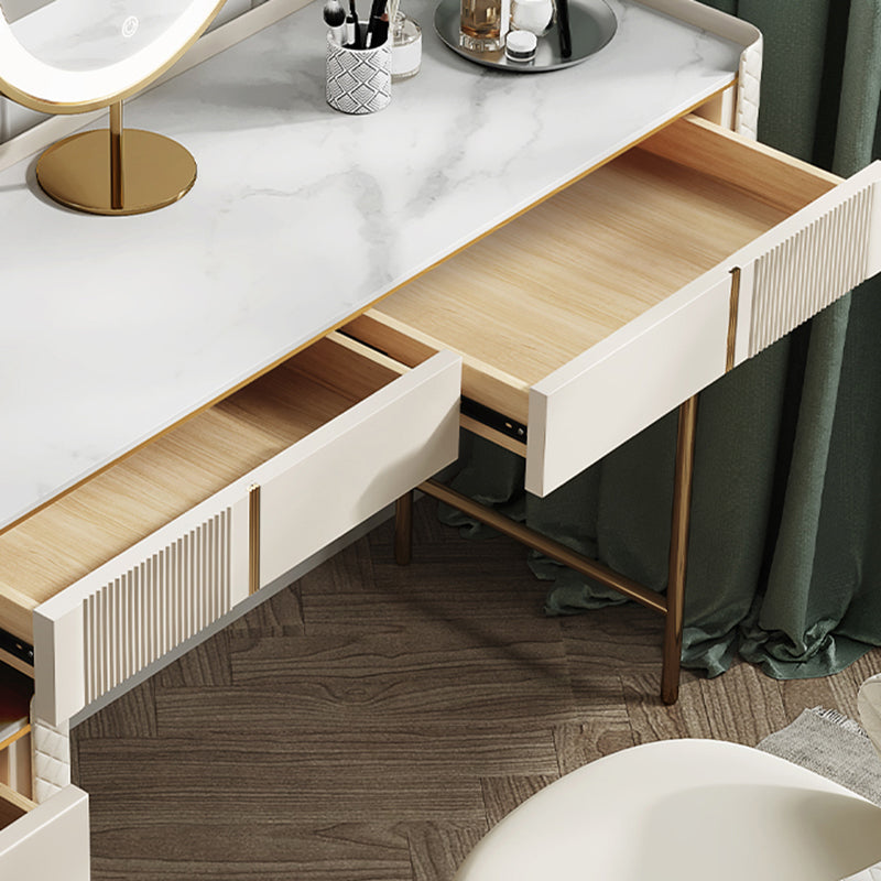Slate Top Vanity Dressing Table Set Glam Solid Wood Makeup Vanity Set