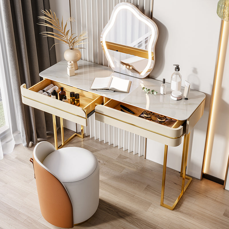 Glam Vanity Dressing Table Set Slate Top Make-up Vanity with Drawers