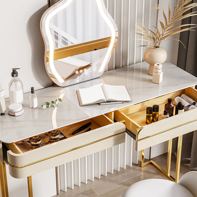 Glam Vanity Dressing Table Set Slate Top Make-up Vanity with Drawers