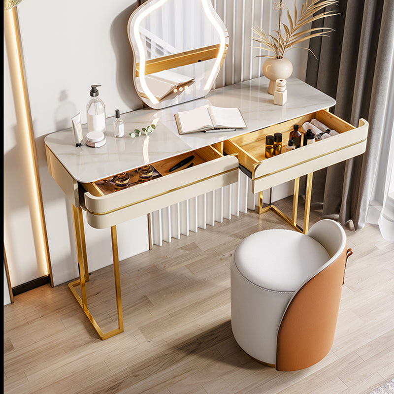 Glam Vanity Dressing Table Set Slate Top Make-up Vanity with Drawers