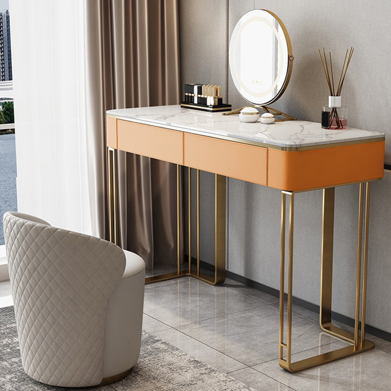 Glam 29.5" Tall Makeup Vanity Desk 2-Drawer Wood Dressing Table