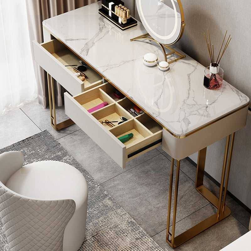 Glam 29.5" Tall Makeup Vanity Desk 2-Drawer Wood Dressing Table