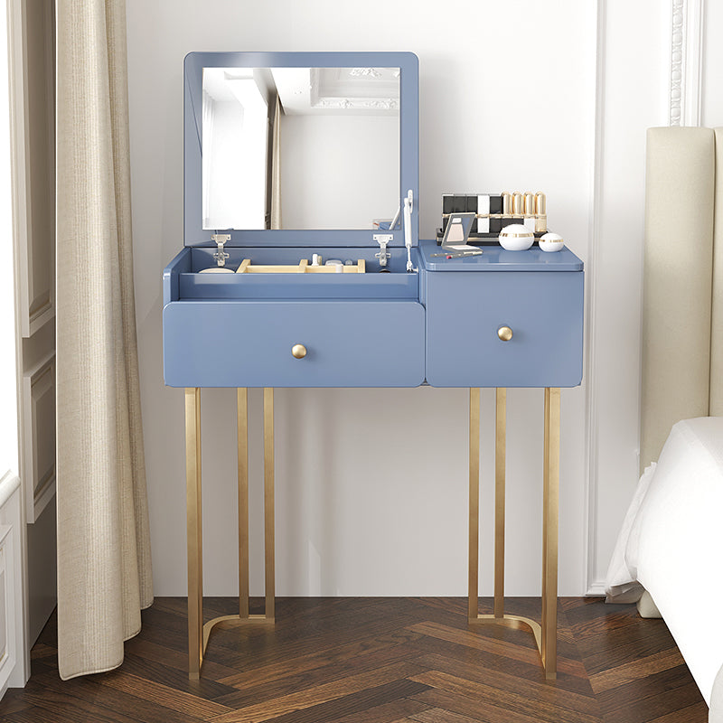Contemporary Vanity Makeup Table Set 2-Drawer Wood Dressing Table