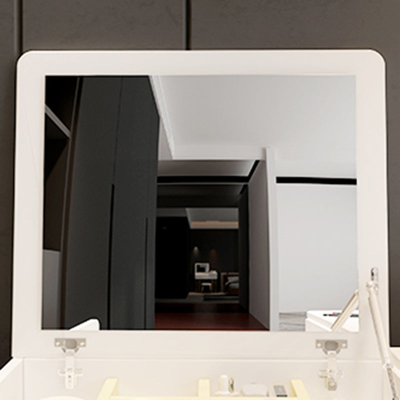 Contemporary Vanity Makeup Table Set 2-Drawer Wood Dressing Table