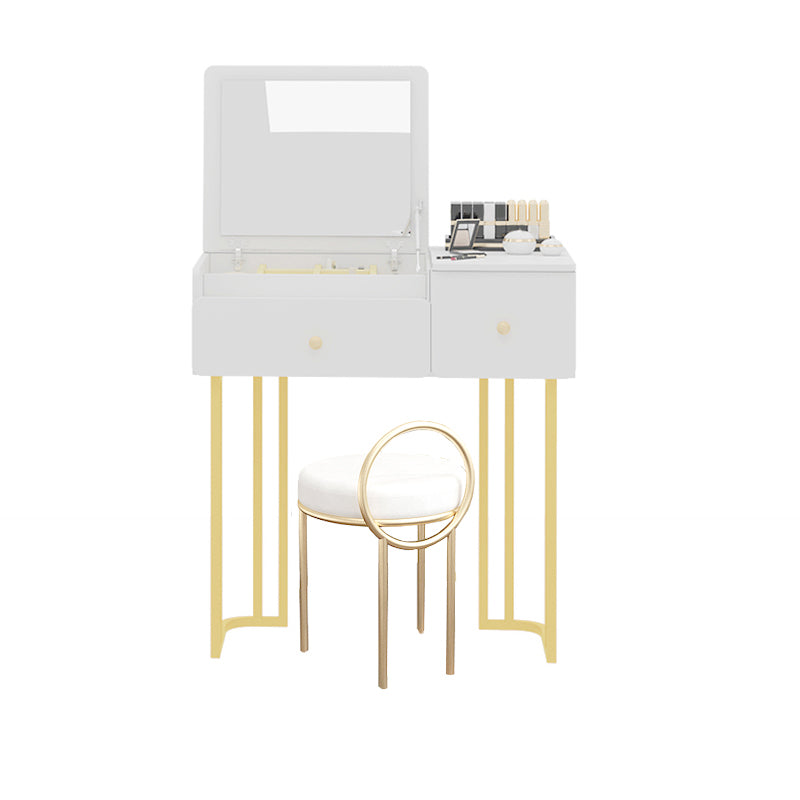 Contemporary Vanity Makeup Table Set 2-Drawer Wood Dressing Table