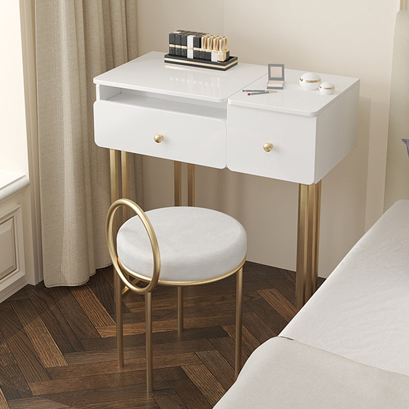 Contemporary Vanity Makeup Table Set 2-Drawer Wood Dressing Table