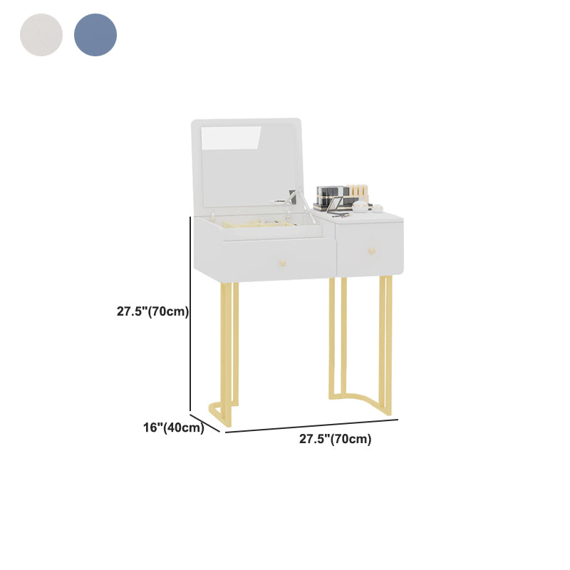 Contemporary Vanity Makeup Table Set 2-Drawer Wood Dressing Table