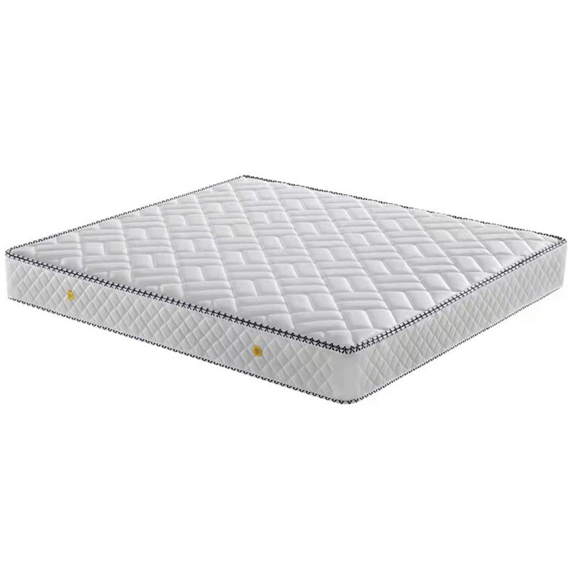 Contemporary White Panel Bed with Rectangle Faux Leather Headboard