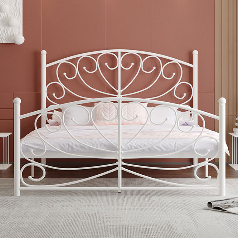 Modern Iron Open-Frame Bed with Arched Headboard and Metal Legs