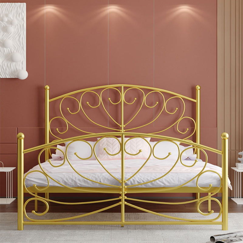 Modern Iron Open-Frame Bed with Arched Headboard and Metal Legs