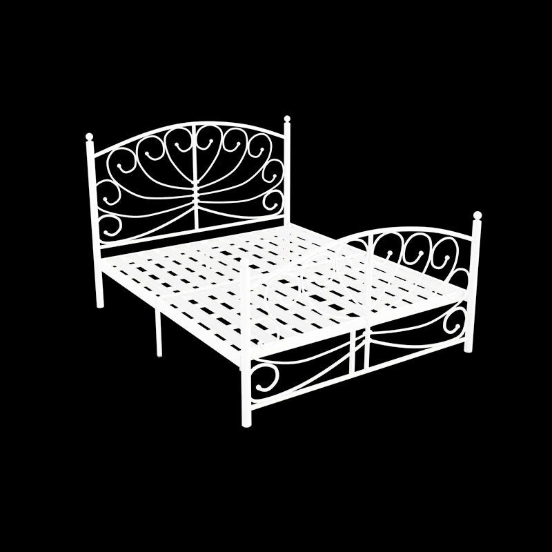 Modern Iron Open-Frame Bed with Arched Headboard and Metal Legs