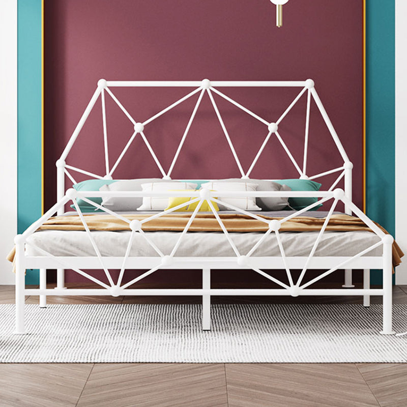 Modern Open-Frame Bed with Beveled Headboard and Iron Legs Bed