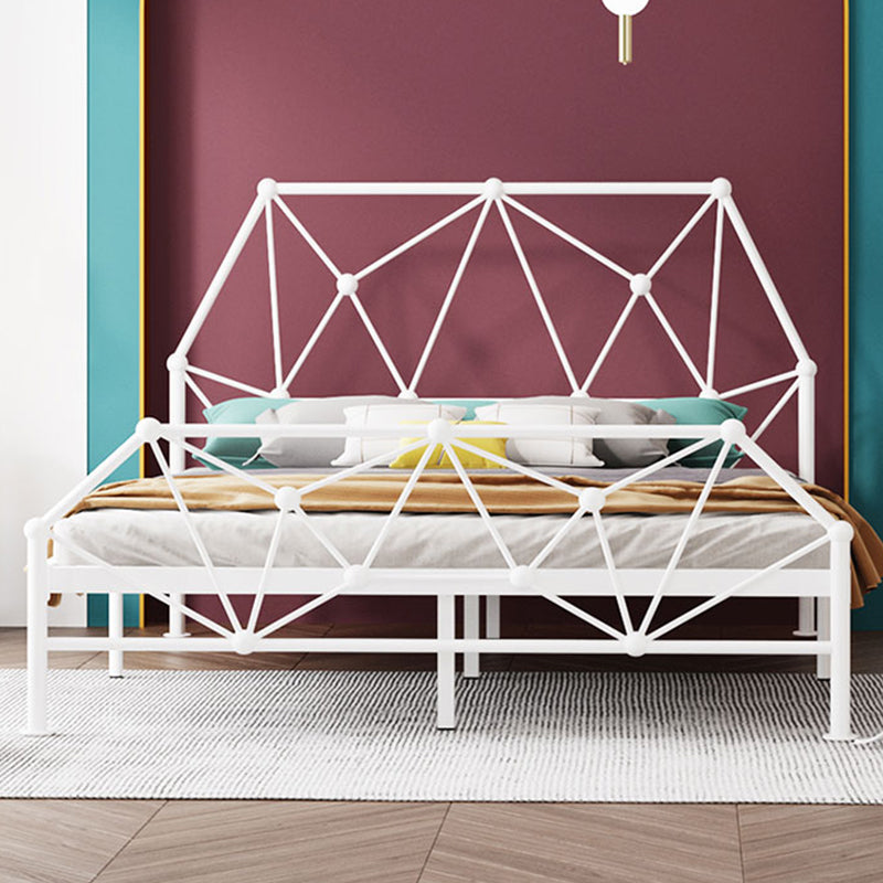 Modern Open-Frame Bed with Beveled Headboard and Iron Legs Bed