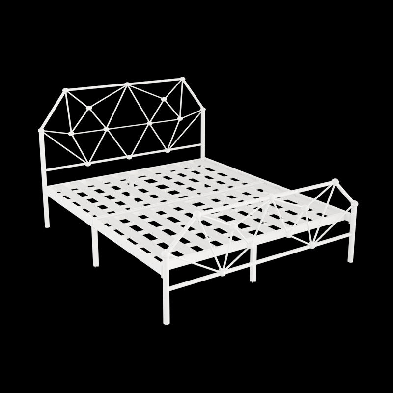 Modern Open-Frame Bed with Beveled Headboard and Iron Legs Bed
