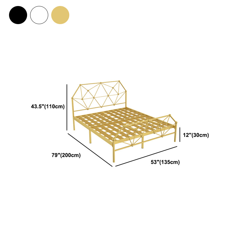 Modern Open-Frame Bed with Beveled Headboard and Iron Legs Bed