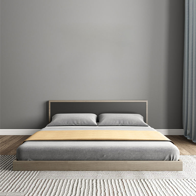 Contemporary Gray Panel Bed with Rectangular Headboard in Wood