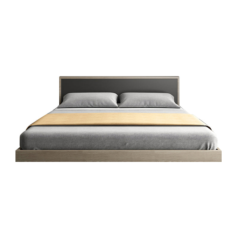 Contemporary Gray Panel Bed with Rectangular Headboard in Wood