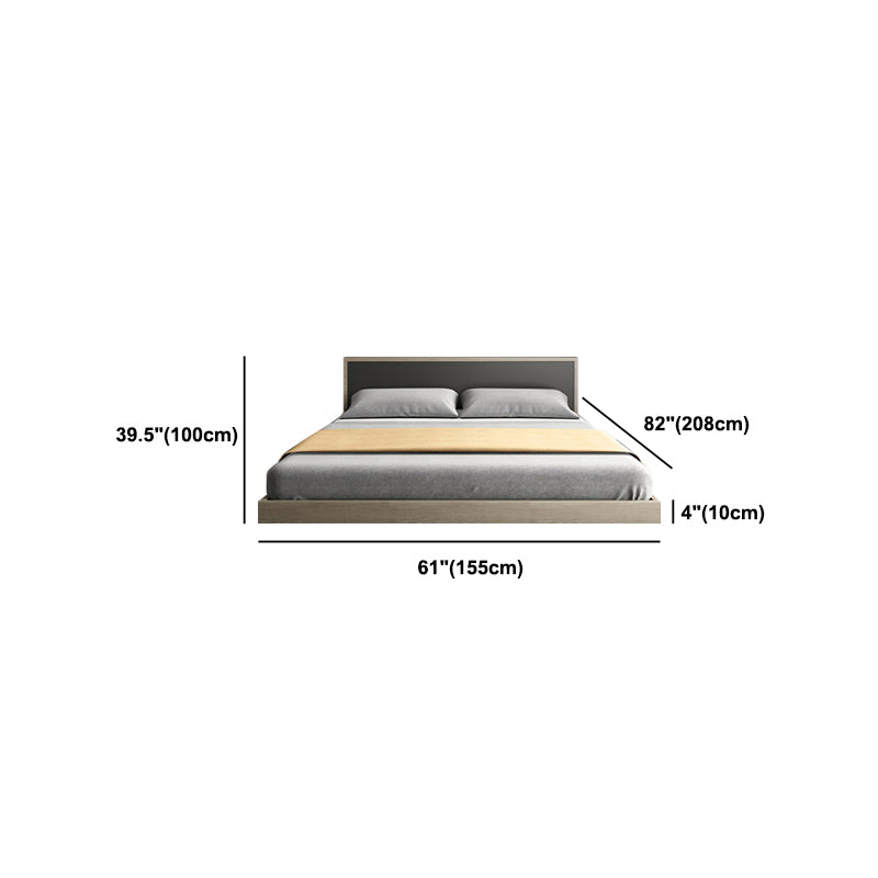 Contemporary Gray Panel Bed with Rectangular Headboard in Wood