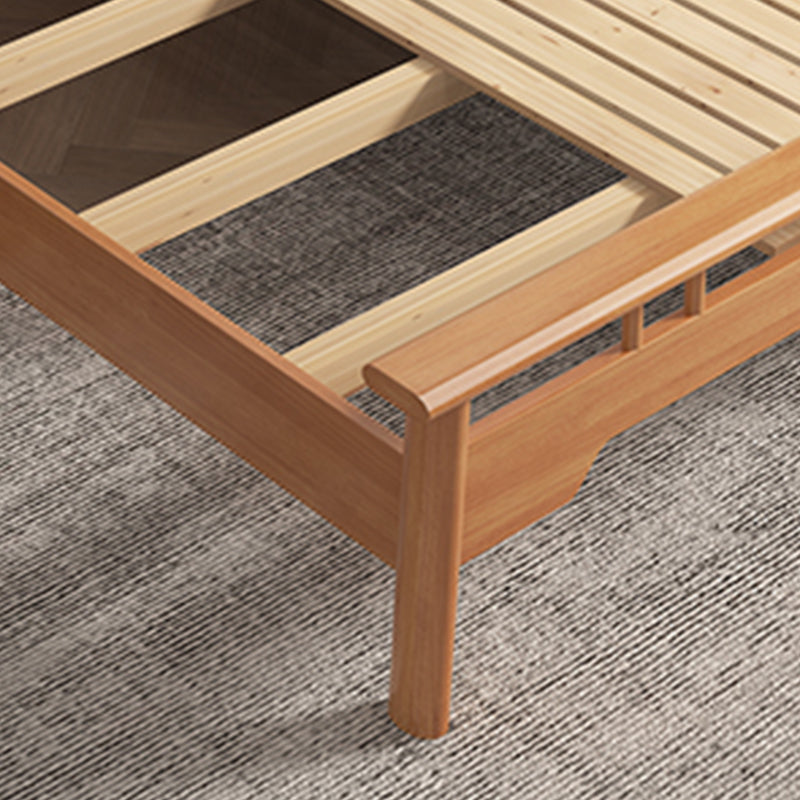 Scandinavian Wood Slat Standard Bed with Rectangular Headboard