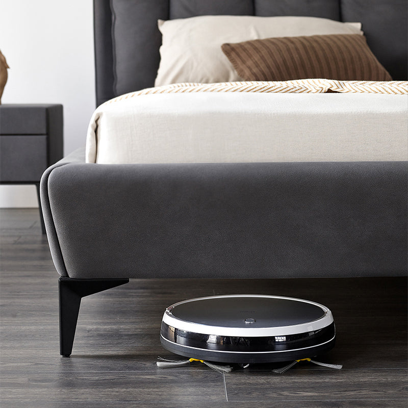 Contemporary 44.49-inch H Faux Leather Wingback Bed with Headboard