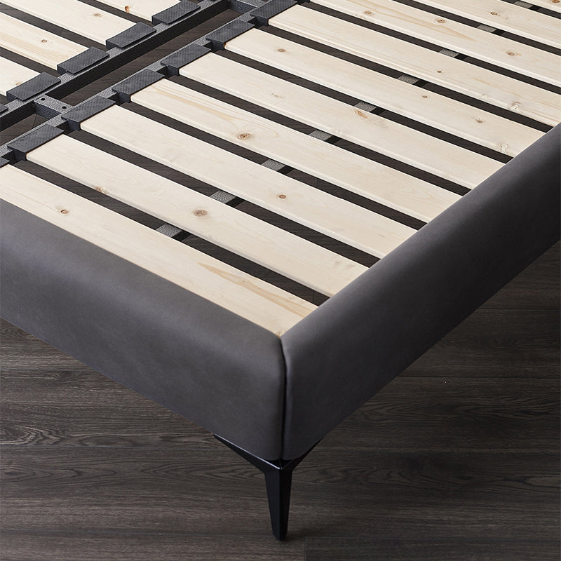 Contemporary 44.49-inch H Faux Leather Wingback Bed with Headboard