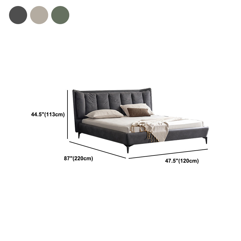 Contemporary 44.49-inch H Faux Leather Wingback Bed with Headboard