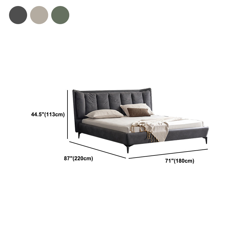 Contemporary 44.49-inch H Faux Leather Wingback Bed with Headboard