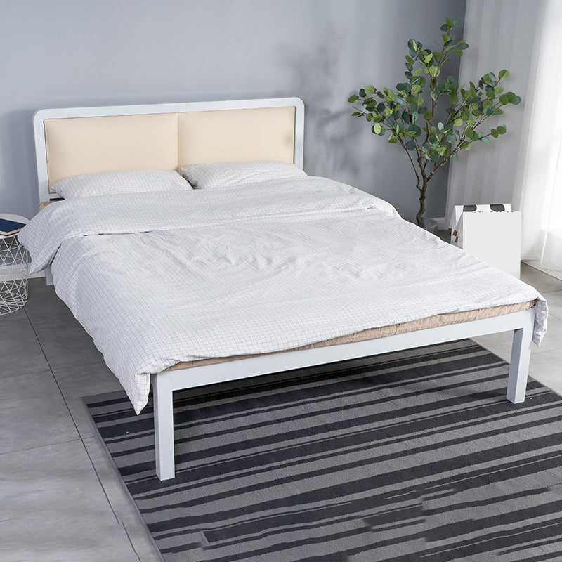 Slat Bed 36.61"H Adjustable Height with Open-Frame Upholstered Headboard