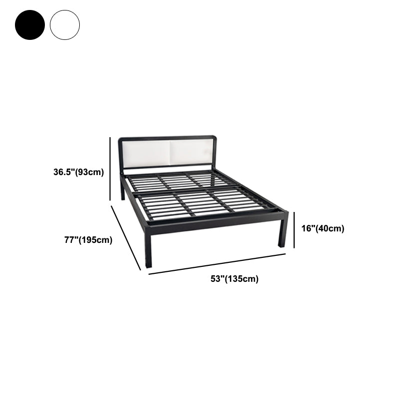 Slat Bed 36.61"H Adjustable Height with Open-Frame Upholstered Headboard